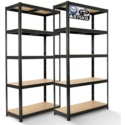 AREBOS étagère Charges Lourdes Lot de 2 180x90x40 cm 875 kg 5 Niveaux MDF rayonnage de Stockage Cave Atelier Noir - Publicité AREBOS étagère Charges Lourdes Lot de 2 180x90x40 cm 875 kg 5 Niveaux MDF rayonnage de Stockage Cave Atelier Noir - Publicité