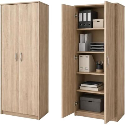 Home Collective Armoire Multifonction en Bois décor Sonoma avec 4 étagères – Meuble de Rangement Pratique 74 cm x 180 cm pour Chambre, entrée, Bureau, Cave et Espace de Stockage - Publicité Home Collective Armoire Multifonction en Bois décor Sonoma avec 4 étagères – Meuble de Rangement Pratique 74 cm x 180 cm pour Chambre, entrée, Bureau, Cave et Espace de Stockage - Publicité