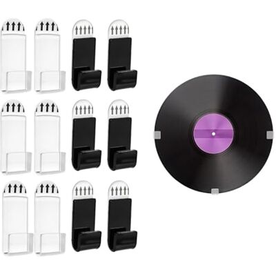 Zlokdraxy Lot de 12 Supports Muraux pour Disques Vinyles, Acrylique Transparent/Noir sans Perçage, Rangement Décoratif pour Maison et Bureau - Publicité Zlokdraxy Lot de 12 Supports Muraux pour Disques Vinyles, Acrylique Transparent/Noir sans Perçage, Rangement Décoratif pour Maison et Bureau - Publicité