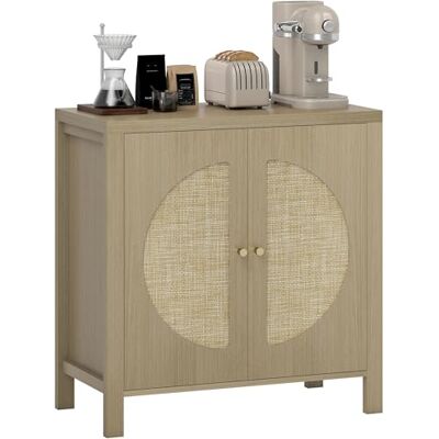 HOMCOM Buffet Salon, Meuble de Rangement avec 2 Portes Effet rotin et étagère réglable, Style bohème, pour Salle à Manger et Cuisine, 75 x 38 x 77 cm, Bois Naturel - Publicité HOMCOM Buffet Salon, Meuble de Rangement avec 2 Portes Effet rotin et étagère réglable, Style bohème, pour Salle à Manger et Cuisine, 75 x 38 x 77 cm, Bois Naturel - Publicité