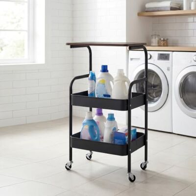 LANTUS Chariot de Rangement, avec Paniers, Étagère de Cuisine avec roulettes, avec Poignée, Desserte de Style Industriel,43 x 30 x 77 cm, 3 Couches (Noir) - Publicité LANTUS Chariot de Rangement, avec Paniers, Étagère de Cuisine avec roulettes, avec Poignée, Desserte de Style Industriel,43 x 30 x 77 cm, 3 Couches (Noir) - Publicité