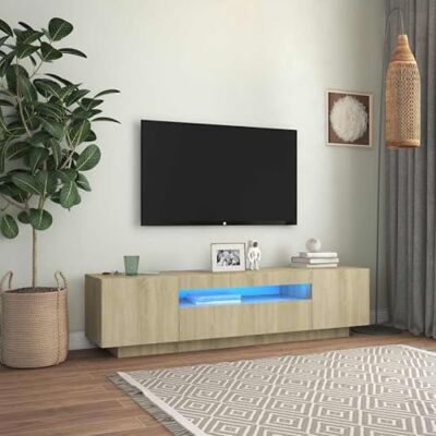vidaXL Meuble TV avec lumières LED Chêne sonoma 160x35x40 cm - Publicité vidaXL Meuble TV avec lumières LED Chêne sonoma 160x35x40 cm - Publicité