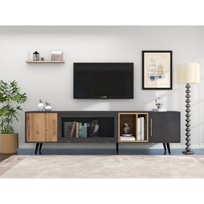 Merax Meuble TV bas Élégant meuble TV adapté pour un téléviseur de 90 - Publicité Merax Meuble TV bas Élégant meuble TV adapté pour un téléviseur de 90 - Publicité