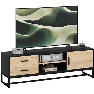HOMCOM Meuble TV avec compartiment d'armoire, tiroirs, 2 compartiments ouverts de 140 cm de long, avec gestion des câbles, pour téléviseur jusqu'à 60", pour salon, noir, 140 x 35 x 45 cm - Publicité HOMCOM Meuble TV avec compartiment d'armoire, tiroirs, 2 compartiments ouverts de 140 cm de long, avec gestion des câbles, pour téléviseur jusqu'à 60", pour salon, noir, 140 x 35 x 45 cm - Publicité