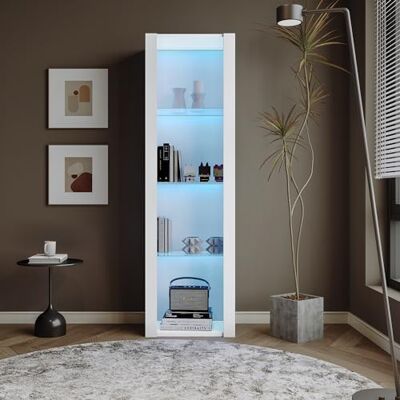 Merax Vitrine LED Blanche Brillante 166 cm, Meuble vitrine avec étagères en Verre, Armoire de Rangement Haute Design Moderne - Publicité Merax Vitrine LED Blanche Brillante 166 cm, Meuble vitrine avec étagères en Verre, Armoire de Rangement Haute Design Moderne - Publicité
