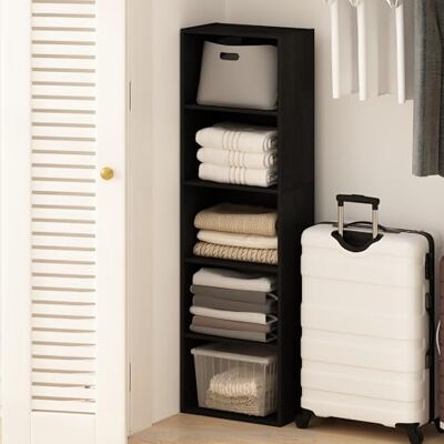 Furinno Reed Organisateurs et Rangement de Placard, Organisateur de Placard 5 Niveaux, Étagère Ouverte de Placard, pour Garde-Robe, Chambre, Salon, Bois Noir - Publicité Furinno Reed Organisateurs et Rangement de Placard, Organisateur de Placard 5 Niveaux, Étagère Ouverte de Placard, pour Garde-Robe, Chambre, Salon, Bois Noir - Publicité