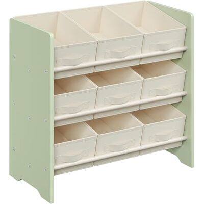 SONGMICS Étagère à Jouets pour Enfants, Étagère à Livres pour Enfants, 9 Boîtes de Rangement en Tissu Non-tissé, Étagère pour Chambre d’Enfant, Spacieuse, 29,5 x 62,5 x 60 cm, Vert Laurier GKR033C10 - Publicité SONGMICS Étagère à Jouets pour Enfants, Étagère à Livres pour Enfants, 9 Boîtes de Rangement en Tissu Non-tissé, Étagère pour Chambre d’Enfant, Spacieuse, 29,5 x 62,5 x 60 cm, Vert Laurier GKR033C10 - Publicité