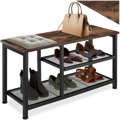 tectake ® Meuble Chaussures Pratique 80 x 30 x 45,5 cm, Rangement Chaussure 3 étagères grillagées, Style Industriel, Meuble Chaussure Etagere Rangement Chaussures Dressing Chambre, Bois foncé - Publicité tectake ® Meuble Chaussures Pratique 80 x 30 x 45,5 cm, Rangement Chaussure 3 étagères grillagées, Style Industriel, Meuble Chaussure Etagere Rangement Chaussures Dressing Chambre, Bois foncé - Publicité