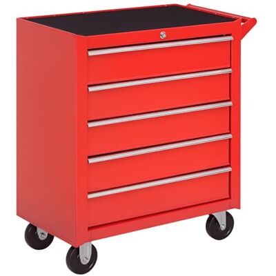 DURHAND Servante d'atelier en Acier, Chariot à Outils sur roulettes, 5 tiroirs, résistante aux Rayures, Caisse à Outils pour Atelier, verrouillable 2 clés, Rouge - Publicité DURHAND Servante d'atelier en Acier, Chariot à Outils sur roulettes, 5 tiroirs, résistante aux Rayures, Caisse à Outils pour Atelier, verrouillable 2 clés, Rouge - Publicité