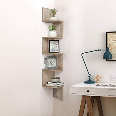 LANTUS Étagère d'angle étagère de Rangement Design Contemporain Zig zag 5 Niveaux Panneaux de Particules chêne Clair,Zigzag Étagère de Cuisine pour Chambre, Salon (20 * 20 * 120cm (Couleur chêne)) - Publicité LANTUS Étagère d'angle étagère de Rangement Design Contemporain Zig zag 5 Niveaux Panneaux de Particules chêne Clair,Zigzag Étagère de Cuisine pour Chambre, Salon (20 * 20 * 120cm (Couleur chêne)) - Publicité