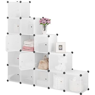 WOLTU Étagère Rangement Plastique, Armoire de Rangement Modulable, Meuble Chaussure, Meuble Cube, avec Portes, 15 Casiers, Blanc - Publicité WOLTU Étagère Rangement Plastique, Armoire de Rangement Modulable, Meuble Chaussure, Meuble Cube, avec Portes, 15 Casiers, Blanc - Publicité