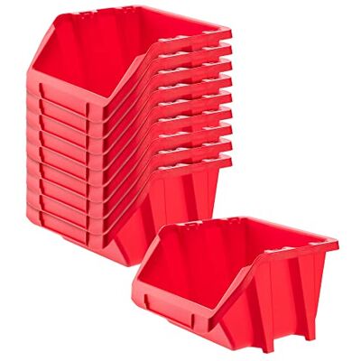KADAX Lot de 10 Boîte à Outils empilable pour Atelier, Petite boîte de Rangement en Plastique PP, en différentes Dimensions et Couleurs, boîtes de Rangement pour Mur à Outils (Rouge, Set de 10 - Publicité KADAX Lot de 10 Boîte à Outils empilable pour Atelier, Petite boîte de Rangement en Plastique PP, en différentes Dimensions et Couleurs, boîtes de Rangement pour Mur à Outils (Rouge, Set de 10 - Publicité