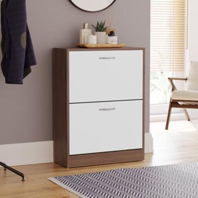 Vida Designs - 2-Drawer - Noyer - Porte-chaussures - Publicité Vida Designs - 2-Drawer - Noyer - Porte-chaussures - Publicité
