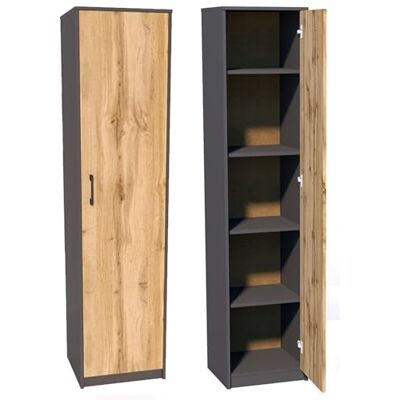 Home Collective Armoire de Rangement 5 Niveaux Finition Aspect Bois Meuble classeur avec Porte, poignées polymère, 39 cm Largeur, Style chêne/Anthracite Chambre, Couloir, Bureau - Publicité Home Collective Armoire de Rangement 5 Niveaux Finition Aspect Bois Meuble classeur avec Porte, poignées polymère, 39 cm Largeur, Style chêne/Anthracite Chambre, Couloir, Bureau - Publicité