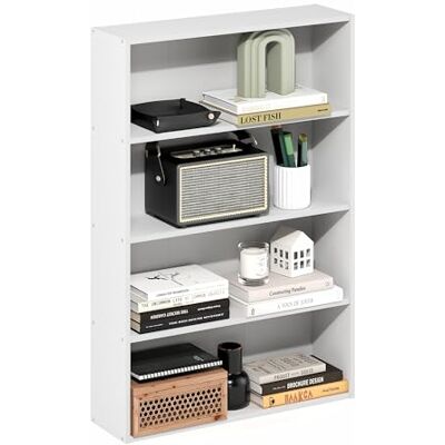 Furinno Basic Étagère, Bibliothèque À 4 Niveaux avec Étagère Ouverte, Étagère De Rangement Cubique, 15 X 61 X 89 Cm, pour Salon, Chambre, Bureau, Blanc - Publicité Furinno Basic Étagère, Bibliothèque À 4 Niveaux avec Étagère Ouverte, Étagère De Rangement Cubique, 15 X 61 X 89 Cm, pour Salon, Chambre, Bureau, Blanc - Publicité