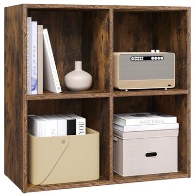 WOLTU Bibliothèque, Étagère de Rangement, Meuble Cube, 59,6x29x59,8 cm, en Bois d'ingénierie, pour Salon, 4 Cubes Compartiments, Marron Rustique - Publicité WOLTU Bibliothèque, Étagère de Rangement, Meuble Cube, 59,6x29x59,8 cm, en Bois d'ingénierie, pour Salon, 4 Cubes Compartiments, Marron Rustique - Publicité