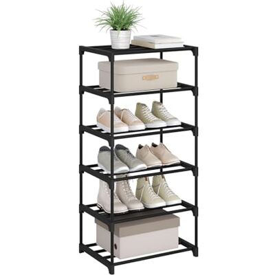 WOLTU Étagère Chaussures à 6 Niveaux, Rangement Chaussures, Étroit, pour Entrée, Salon, Couloir, Tube en Métal, 42 x 30 x 88 cm, Noir - Publicité WOLTU Étagère Chaussures à 6 Niveaux, Rangement Chaussures, Étroit, pour Entrée, Salon, Couloir, Tube en Métal, 42 x 30 x 88 cm, Noir - Publicité