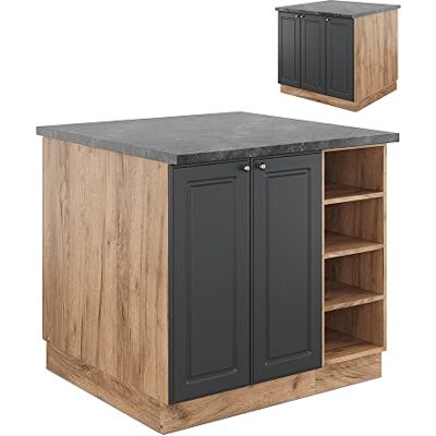 Vicco Îlot de Cuisine Fame-Line, Chêne Anthracite-Or/Force de l'or, 90cm sans PT, adapté à Une Extension Flexible avec des modules supplémentaires - Publicité Vicco Îlot de Cuisine Fame-Line, Chêne Anthracite-Or/Force de l'or, 90cm sans PT, adapté à Une Extension Flexible avec des modules supplémentaires - Publicité