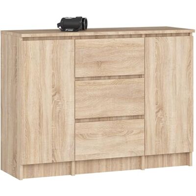 AKORD Kommode K-100 avec 2 Portes et 3 Tiroirs pour Le Salon Chambre à Coucher Moderne Plateau Laminé 16mm 35 x 76 x 101 cm Chêne Artisanal & Chêne Artisanal - Publicité AKORD Kommode K-100 avec 2 Portes et 3 Tiroirs pour Le Salon Chambre à Coucher Moderne Plateau Laminé 16mm 35 x 76 x 101 cm Chêne Artisanal & Chêne Artisanal - Publicité
