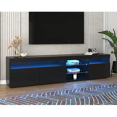 BTM Meuble TV Moderne, Banc TV LED, avec Panneau Lumineux,pour Salon, Salle à Manger, Chambre, Rangement Pratique, Noir Brillant, 180x35x45cm - Publicité BTM Meuble TV Moderne, Banc TV LED, avec Panneau Lumineux,pour Salon, Salle à Manger, Chambre, Rangement Pratique, Noir Brillant, 180x35x45cm - Publicité