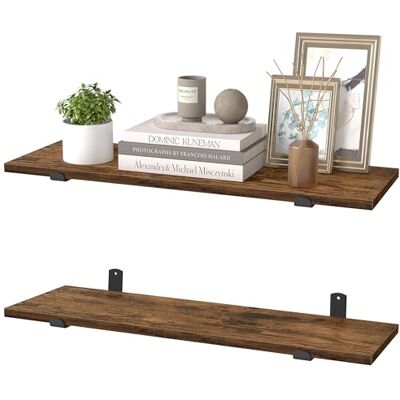SONGMICS Étagères Murales, Étagères Flottantes, Décorative, Style Moderne, pour Chambre, Salon, Cuisine, Charge Max. 10 kg, Lot de 2, 20 x 60 x 7 cm, Marron Rustique et Noir d'encre LWS004KD01-2J - Publicité SONGMICS Étagères Murales, Étagères Flottantes, Décorative, Style Moderne, pour Chambre, Salon, Cuisine, Charge Max. 10 kg, Lot de 2, 20 x 60 x 7 cm, Marron Rustique et Noir d'encre LWS004KD01-2J - Publicité