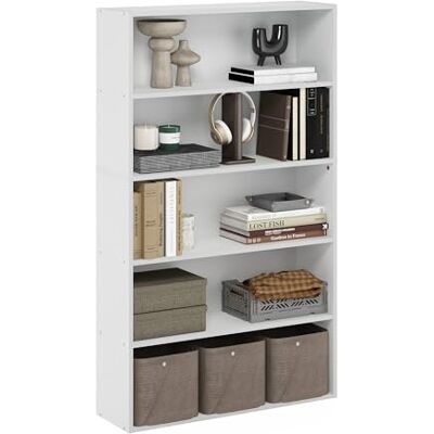 Furinno PASIR Étagère, Bibliothèque À 5 Niveaux avec Étagère Ouverte, 24 X 80 X 134 Cm, Idéale pour Le Salon, La Chambre Ou Le Bureau, Blanche. Publicité Furinno PASIR Étagère, Bibliothèque À 5 Niveaux avec Étagère Ouverte, 24 X 80 X 134 Cm, Idéale pour Le Salon, La Chambre Ou Le Bureau, Blanche. Publicité