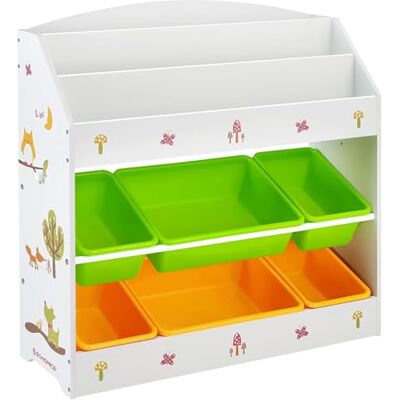 SONGMICS Étagère pour Jouets Enfants, 6 Paniers Amovible, 3 Niveaux, Organiseur pour Livres, pour Chambre d'enfant, Crèche, École Maternelle, Multi-Colore et Blanc GKR44WTV1 - Publicité SONGMICS Étagère pour Jouets Enfants, 6 Paniers Amovible, 3 Niveaux, Organiseur pour Livres, pour Chambre d'enfant, Crèche, École Maternelle, Multi-Colore et Blanc GKR44WTV1 - Publicité