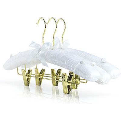Hangerworld 5 Cintres 43cm Élégants Rembourrés en Satin Blanc et Pinces Doré pour Vêtements Adultes - Publicité Hangerworld 5 Cintres 43cm Élégants Rembourrés en Satin Blanc et Pinces Doré pour Vêtements Adultes - Publicité