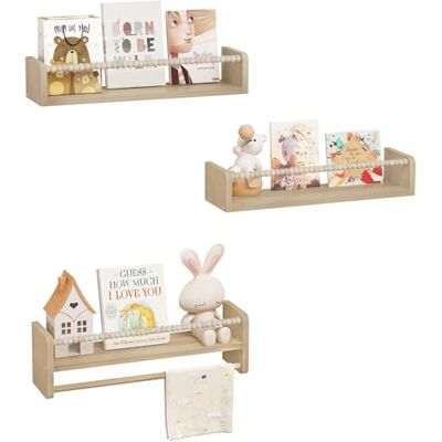 WOLTU Étagère Murale pour Enfant, Lot de 3, Étagère Livre Enfant, en Bois Massif, 50cm, avec Perles en Bois - Publicité WOLTU Étagère Murale pour Enfant, Lot de 3, Étagère Livre Enfant, en Bois Massif, 50cm, avec Perles en Bois - Publicité