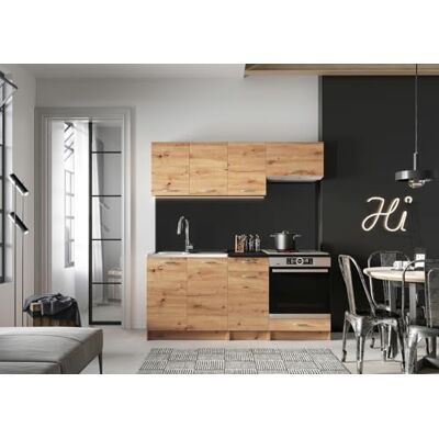 PEGANE Cuisine complète Mila 6 éléments Couleur chêne Artisan avec Plan de Travail Inclus -Longueur 180 cm - Publicité PEGANE Cuisine complète Mila 6 éléments Couleur chêne Artisan avec Plan de Travail Inclus -Longueur 180 cm - Publicité