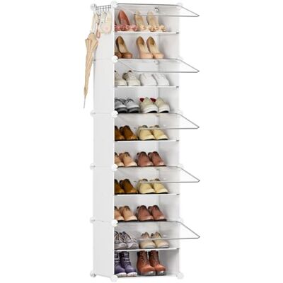 Orgahome Étagère à Chaussures, 10 Niveaux, Haut et étroit, avec Porte, en Plastique, Blanche, Meuble à Chaussures DIY pour Couloir, Chambre à Coucher, entrée - Publicité Orgahome Étagère à Chaussures, 10 Niveaux, Haut et étroit, avec Porte, en Plastique, Blanche, Meuble à Chaussures DIY pour Couloir, Chambre à Coucher, entrée - Publicité