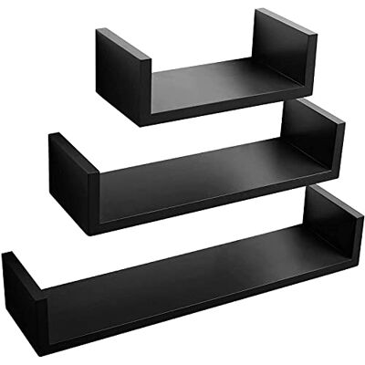 WOLTU Étagère Murale Lot de 3 en Forme de U étagère CD DVD Design rétro,Noir RG9311sz - Publicité WOLTU Étagère Murale Lot de 3 en Forme de U étagère CD DVD Design rétro,Noir RG9311sz - Publicité