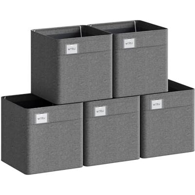 WOLTU Lot de 5 Boîtes de Rangement Pliables, Paniers Cubiques en Tissu avec Étiquette, pour Vêtements et Jouets, Gris foncé, 26x26x25,5cm - Publicité WOLTU Lot de 5 Boîtes de Rangement Pliables, Paniers Cubiques en Tissu avec Étiquette, pour Vêtements et Jouets, Gris foncé, 26x26x25,5cm - Publicité