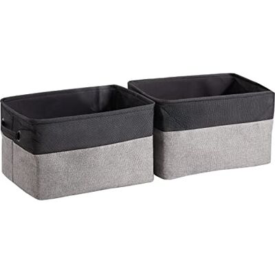 ACAZA Boîte de rangement en tissu Lot de 2 paniers de rangement pliables 37x22x27 cm Gris Noir - Publicité ACAZA Boîte de rangement en tissu Lot de 2 paniers de rangement pliables 37x22x27 cm Gris Noir - Publicité