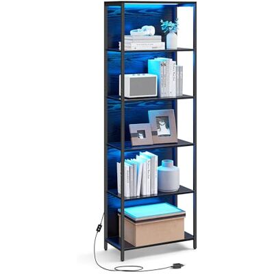 VASAGLE Bibliothèque LED à 6 Niveaux, Étagère à Lumière Réglable, Meuble de Rangement avec Cadre en Acier, 30,3 x 60 x 178,6 cm, pour Salon, Chambre, Bureau, Noir Boisé LLS120B57 - Publicité VASAGLE Bibliothèque LED à 6 Niveaux, Étagère à Lumière Réglable, Meuble de Rangement avec Cadre en Acier, 30,3 x 60 x 178,6 cm, pour Salon, Chambre, Bureau, Noir Boisé LLS120B57 - Publicité