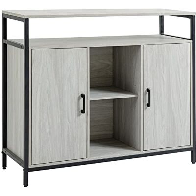 HOMCOM Buffet moderne en bois avec 2 armoires et étagères, meuble cuisine et pour entrée gris clair, 100 x 34 x 87,2 cm - Publicité HOMCOM Buffet moderne en bois avec 2 armoires et étagères, meuble cuisine et pour entrée gris clair, 100 x 34 x 87,2 cm - Publicité