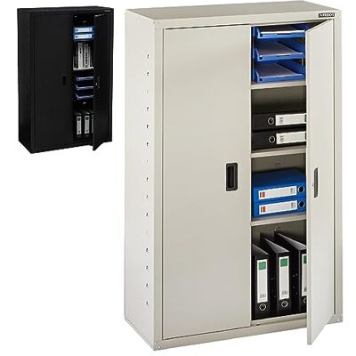 AREBOS Armoire à dossiers Armoire de Bureau 140 x 90 x 40 2 Portes avec 3 étagères réglables en Hauteur avec Serrure à Cylindre Gris - Publicité AREBOS Armoire à dossiers Armoire de Bureau 140 x 90 x 40 2 Portes avec 3 étagères réglables en Hauteur avec Serrure à Cylindre Gris - Publicité