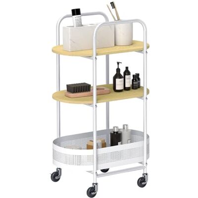 HOMCOM Chariot de cuisine avec roulettes à 3 niveaux Chariot de rangement avec panier et étagères Charge maximale : 30 kg Pour salle à manger, salon, chambre à coucher 49,5 x 32,5 x 82,5 cm - Publicité HOMCOM Chariot de cuisine avec roulettes à 3 niveaux Chariot de rangement avec panier et étagères Charge maximale : 30 kg Pour salle à manger, salon, chambre à coucher 49,5 x 32,5 x 82,5 cm - Publicité