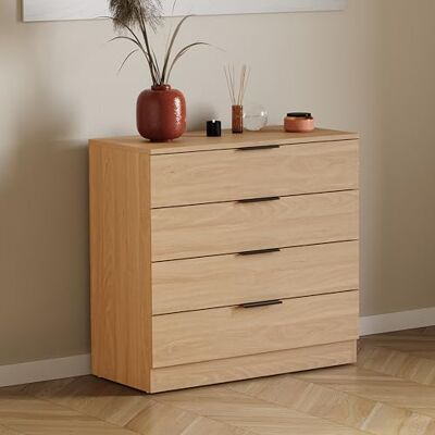Vida Designs Trega Commode à 4 tiroirs en pin – Meuble de Rangement Compact pour Chambre à Coucher – 74 x 66 x 36 cm (H x l x P) – Support Anti-affaissement – Poignées Noires Modernes et glissières - Publicité Vida Designs Trega Commode à 4 tiroirs en pin – Meuble de Rangement Compact pour Chambre à Coucher – 74 x 66 x 36 cm (H x l x P) – Support Anti-affaissement – Poignées Noires Modernes et glissières - Publicité