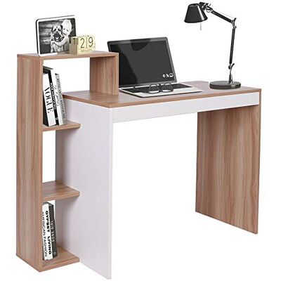 BAKAJI Bureau avec bibliothèque 4 étagères, Table de Travail, Porte Ordinateur, Structure et Plateau en Bois, MDF, décoration Maison, Bureau, Chambre 110 x 90 x 40 cm (nois) - Publicité BAKAJI Bureau avec bibliothèque 4 étagères, Table de Travail, Porte Ordinateur, Structure et Plateau en Bois, MDF, décoration Maison, Bureau, Chambre 110 x 90 x 40 cm (nois) - Publicité
