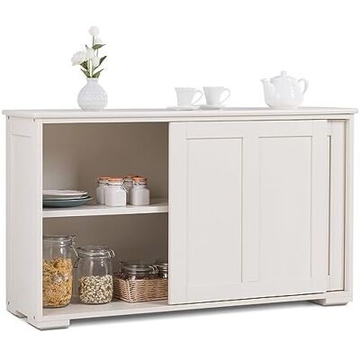 COSTWAY Buffet Cuisine Rangement avec Porte Coulissante, Buffet Bas Salon avec 2 Etagères, Armoire Cuisine pour Salon, Salle à Manger, 106,5 x 33 x 60 cm (Blanc) - Publicité COSTWAY Buffet Cuisine Rangement avec Porte Coulissante, Buffet Bas Salon avec 2 Etagères, Armoire Cuisine pour Salon, Salle à Manger, 106,5 x 33 x 60 cm (Blanc) - Publicité