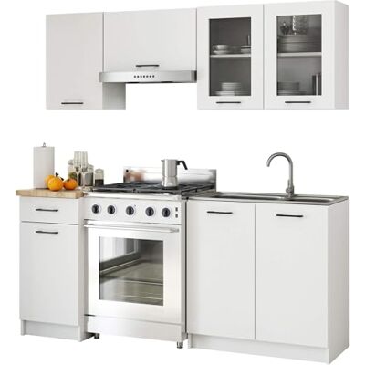 AKORD Kit de Meubles de Cuisine 1.8m Complète Kitchen Cabinet Set Armoires de Cuisine & au Sol, Suspendues Tiroirs Meuble sous évier Blanc - Publicité AKORD Kit de Meubles de Cuisine 1.8m Complète Kitchen Cabinet Set Armoires de Cuisine & au Sol, Suspendues Tiroirs Meuble sous évier Blanc - Publicité
