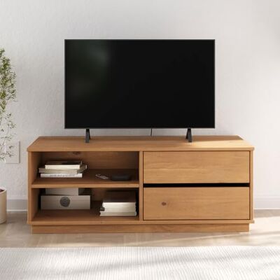 IDIMEX Meuble TV Maite L 110 cm avec 2 tiroirs et 2 niches en Bois Massif Coloris chêne pour télé Jusqu’à 47" Meuble TV Salon Design Naturel avec Rangement - Publicité IDIMEX Meuble TV Maite L 110 cm avec 2 tiroirs et 2 niches en Bois Massif Coloris chêne pour télé Jusqu’à 47" Meuble TV Salon Design Naturel avec Rangement - Publicité