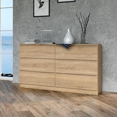 Home Collective Commode, Chambre à Coucher Couloir, Armoire, Sideboard, highboard avec 6 tiroirs, Largeur 140 cm Hauteur 75 Sonoma Parfait pour Le Salon, la Chambre à Coucher ou la Salle à Manger - Publicité Home Collective Commode, Chambre à Coucher Couloir, Armoire, Sideboard, highboard avec 6 tiroirs, Largeur 140 cm Hauteur 75 Sonoma Parfait pour Le Salon, la Chambre à Coucher ou la Salle à Manger - Publicité