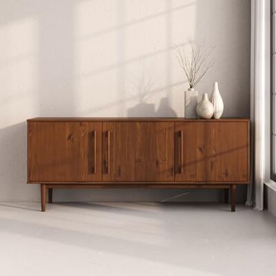 IDIMEX Buffet TECCA L 170 cm 3 Portes en Bois Massif Coloris Châtaignier avec Étagères Réglables, Deux Compartiments Vaisselier Bahut en Bois - Publicité IDIMEX Buffet TECCA L 170 cm 3 Portes en Bois Massif Coloris Châtaignier avec Étagères Réglables, Deux Compartiments Vaisselier Bahut en Bois - Publicité