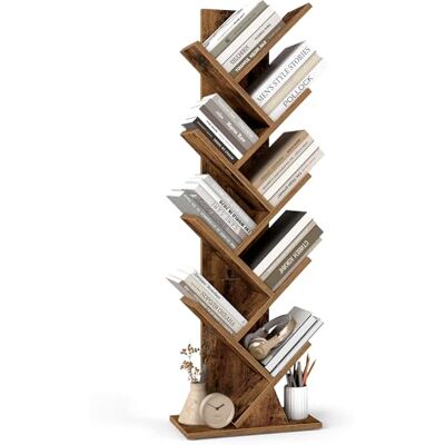 VASAGLE Custos Collection Bibliothèque Arbre, Bibliothèque Moderne sur Pied, pour Chambre, Salon, Bureau, 20 x 38 x 115,2 cm, Marron Rustique LBC609KD01 - Publicité VASAGLE Custos Collection Bibliothèque Arbre, Bibliothèque Moderne sur Pied, pour Chambre, Salon, Bureau, 20 x 38 x 115,2 cm, Marron Rustique LBC609KD01 - Publicité