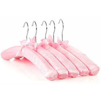 Hangerworld 5 Cintres 43cm Élégants Rembourrés en Satin Rose avec Noeud pour Vêtements Adultes - Publicité Hangerworld 5 Cintres 43cm Élégants Rembourrés en Satin Rose avec Noeud pour Vêtements Adultes - Publicité