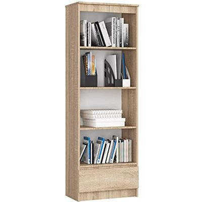 AKORD Bibliothèque de Bureau Rangement 60 cm 1 Tiroir 4 Étagères Meuble Support pour Documents Livres pour Une Chambre Bureau Panneau Stratifié 16mm Chêne Sonoma - Publicité AKORD Bibliothèque de Bureau Rangement 60 cm 1 Tiroir 4 Étagères Meuble Support pour Documents Livres pour Une Chambre Bureau Panneau Stratifié 16mm Chêne Sonoma - Publicité