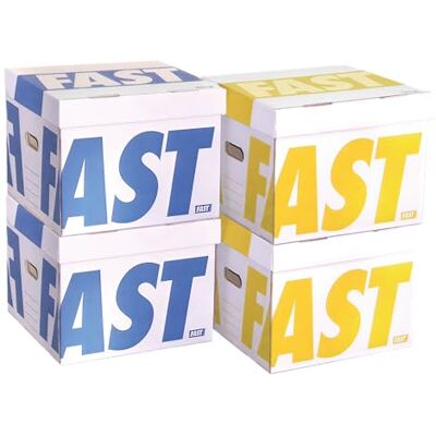 FAST Lot de 4 Caisses à Documents Montage Manuel 35 x 35 x 28cm Couleurs Assorties - Publicité FAST Lot de 4 Caisses à Documents Montage Manuel 35 x 35 x 28cm Couleurs Assorties - Publicité