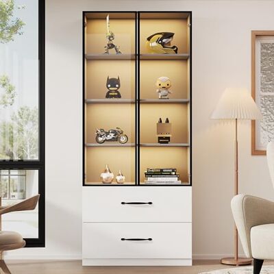 Merax Vitrine LED 60 x 40 x 160 cm, vitrine en verre avec cadre en aluminium, bibliothèque et armoire multifonction, éclairage LED multicolore, blanc - Publicité Merax Vitrine LED 60 x 40 x 160 cm, vitrine en verre avec cadre en aluminium, bibliothèque et armoire multifonction, éclairage LED multicolore, blanc - Publicité
